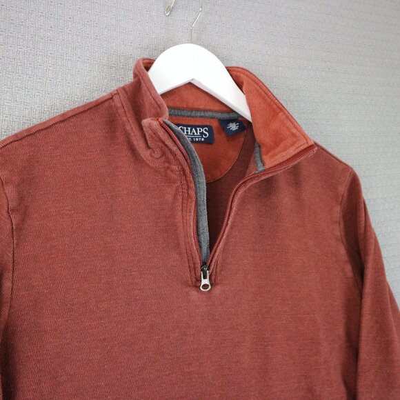 Chaps Quarter Zip Ralph Lauren Mens Orange Medium - Picture 5 of 7